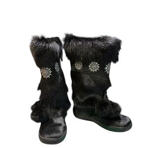 Oscar Sport Fur Snowflake Winter Boots Black Size 7